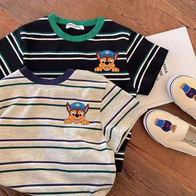 Boys Cotton Striped Cartoon T-Shirt Summer Wear — feature 1