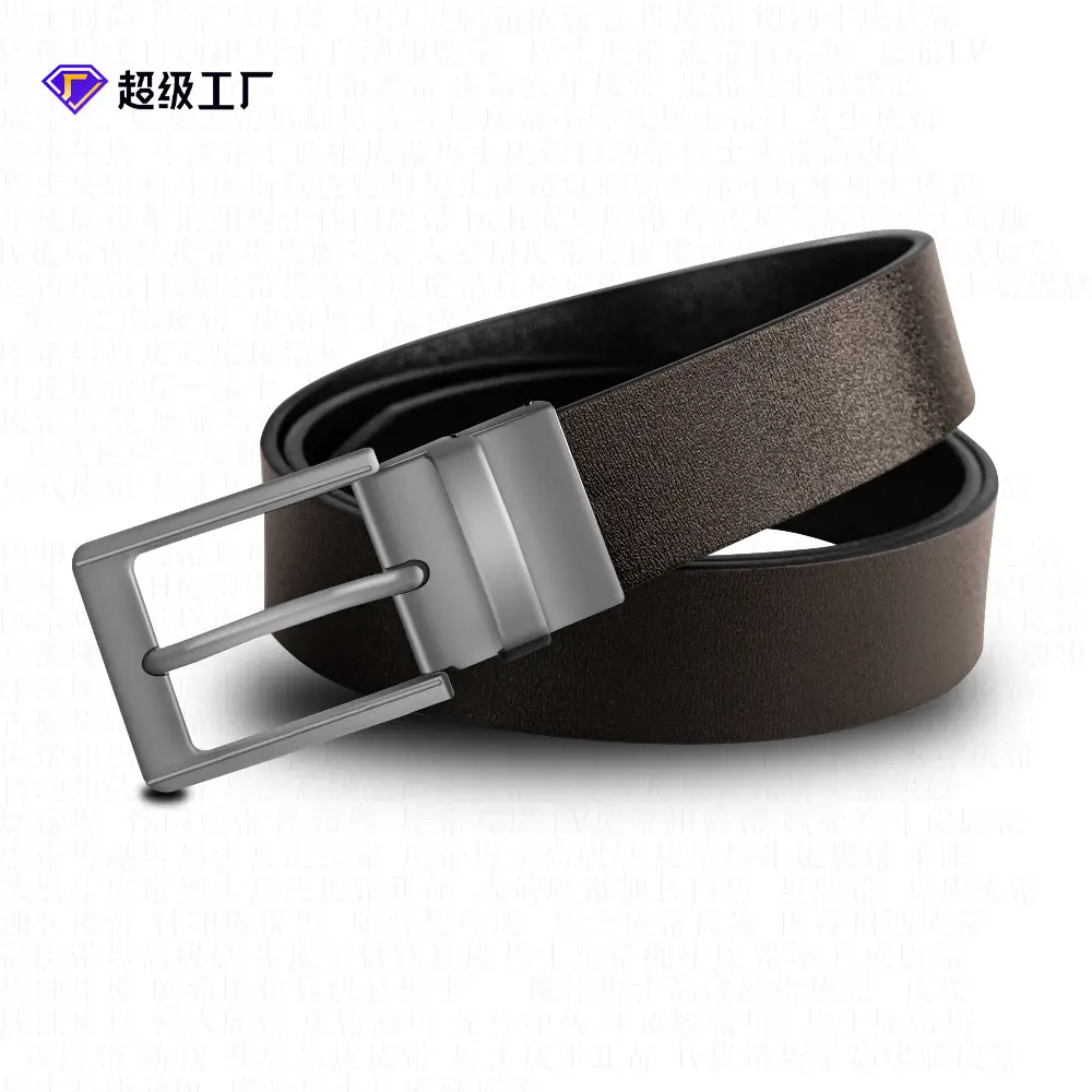 Men Black Pin Buckle Leather Belt Double-Sided Universal - Image 5