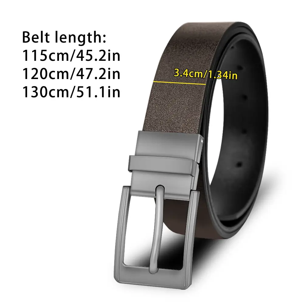 Men Black Pin Buckle Leather Belt Double-Sided Universal — feature 2