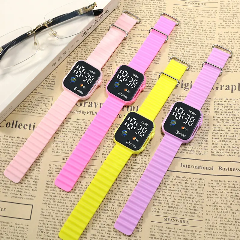 Pink Digital Display Student Watch for Men Women Teenagers - Image 10