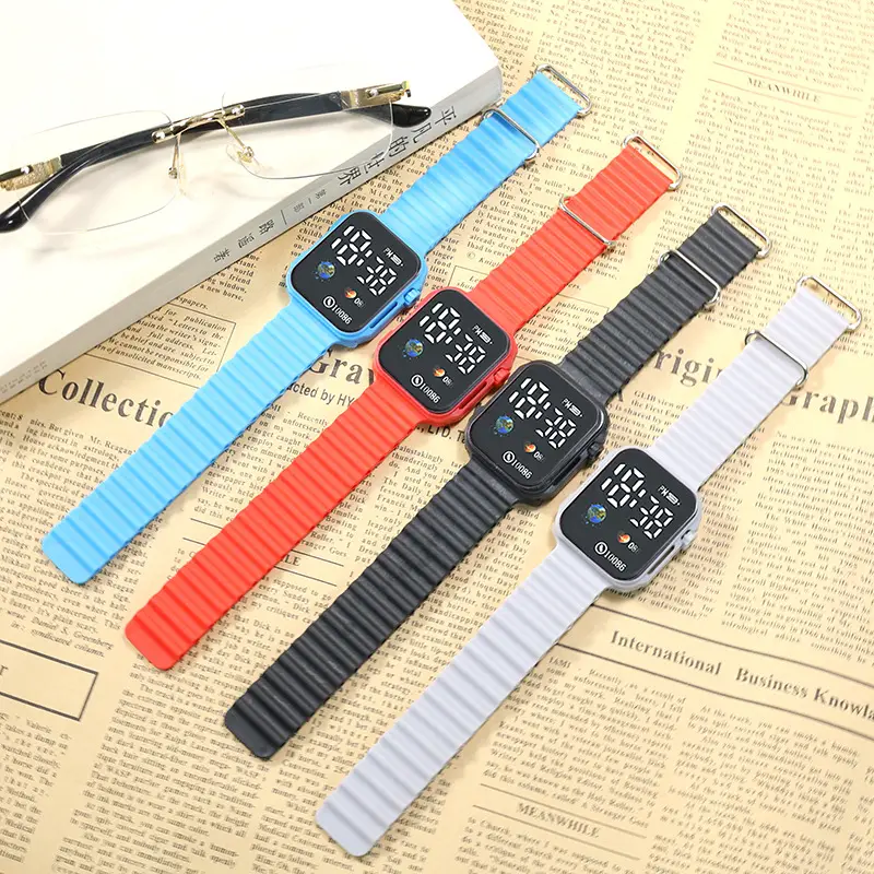 Pink Digital Display Student Watch for Men Women Teenagers — feature 1