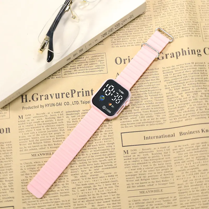 Pink Digital Display Student Watch for Men Women Teenagers - Image 5
