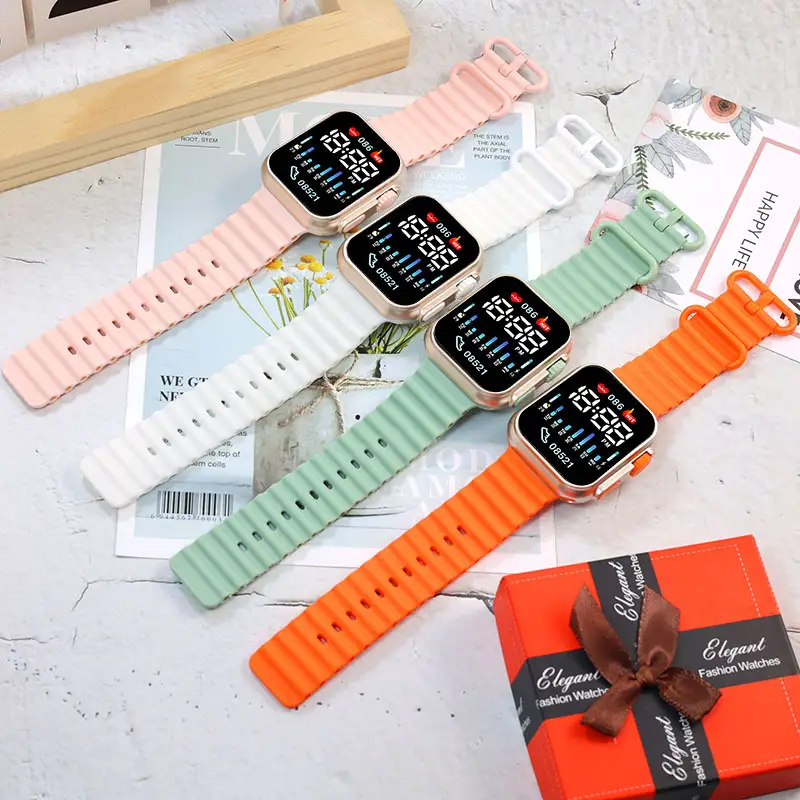 New Led Student Digital Watch P8 Rose Gold Ocean with Digital Sports Couple Square Button Digital Watch