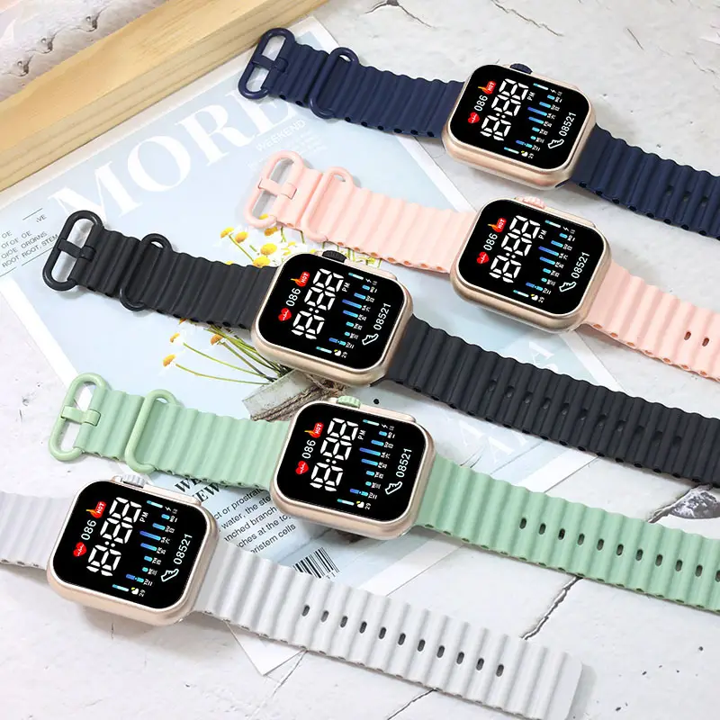 New Led Student Digital Watch P8 Rose Gold Ocean with Digital Sports Couple Square Button Digital Watch