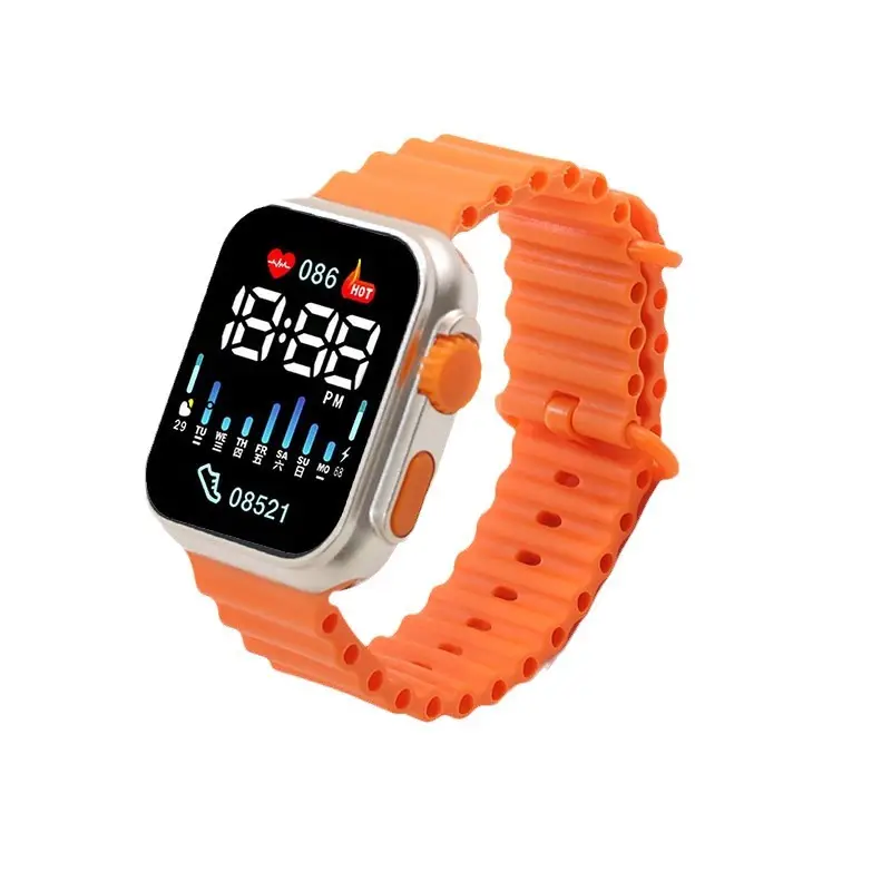 New Led Student Digital Watch P8 Rose Gold Ocean with Digital Sports Couple Square Button Digital Watch