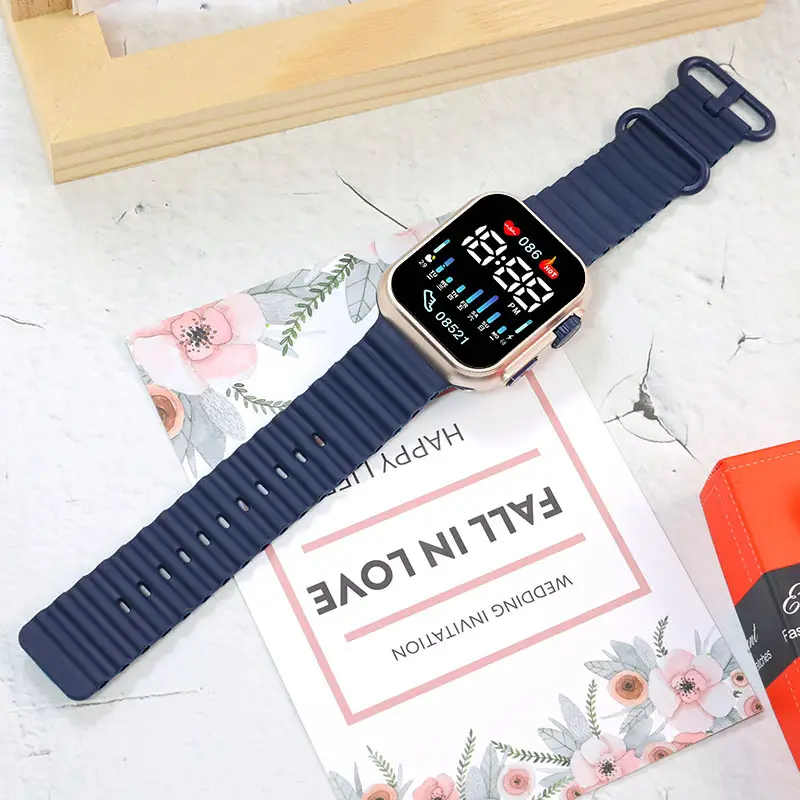 New Led Student Digital Watch P8 Rose Gold Ocean with Digital Sports Couple Square Button Digital Watch — feature 10