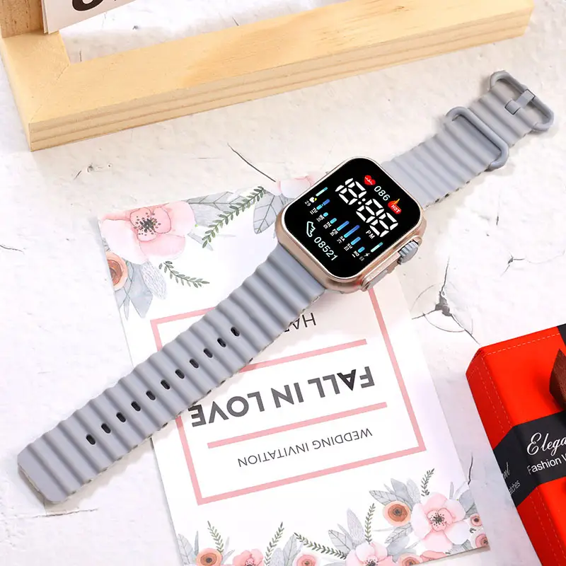 New Led Student Digital Watch P8 Rose Gold Ocean with Digital Sports Couple Square Button Digital Watch — feature 8