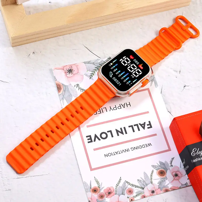 New Led Student Digital Watch P8 Rose Gold Ocean with Digital Sports Couple Square Button Digital Watch