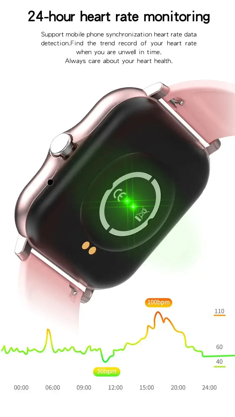 Pink Smart Watch with Heart Rate & Step Counter — feature 3