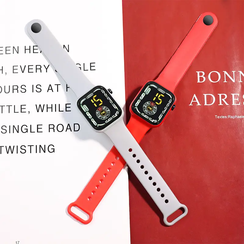 Red Square Digital Watch for Men Women Sports Student — feature 5