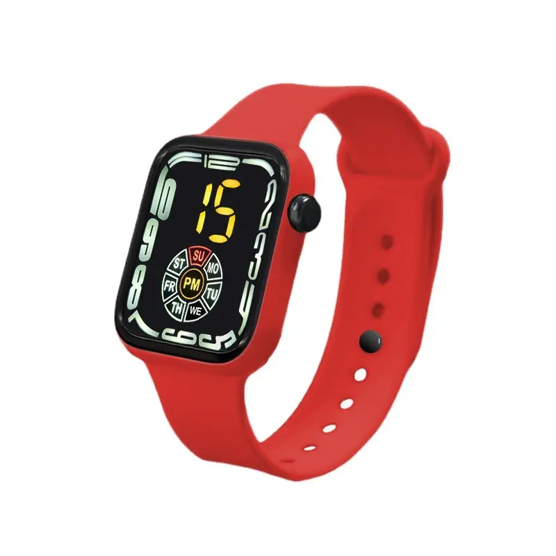 Red Square Digital Watch for Men Women Sports Student - Image 12