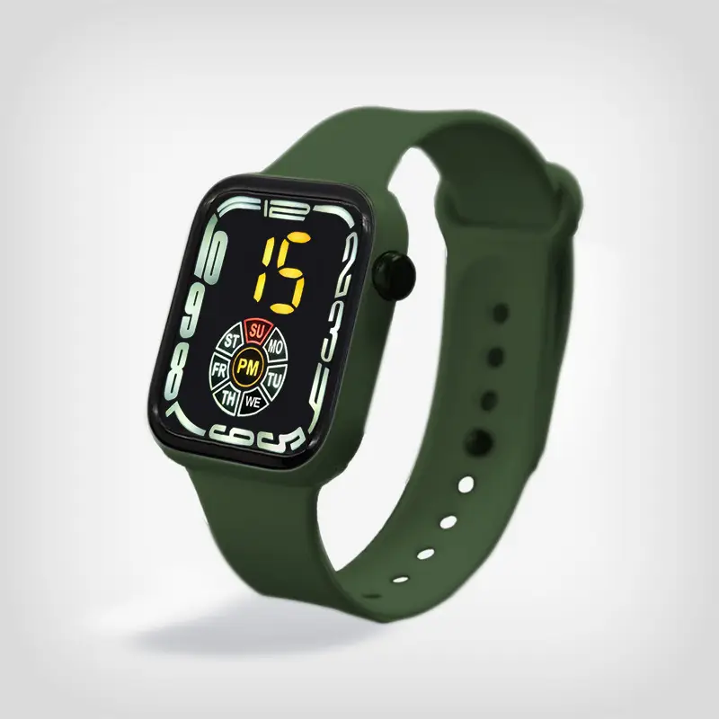 Red Square Digital Watch for Men Women Sports Student - Image 3
