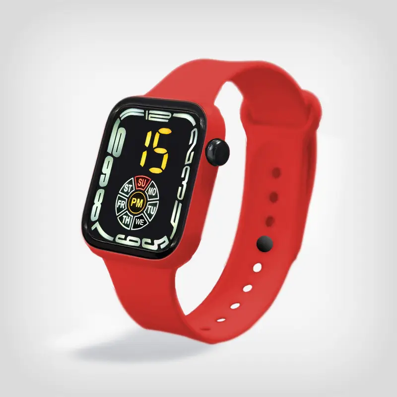 Red Square Digital Watch for Men Women Sports Student - Image 4