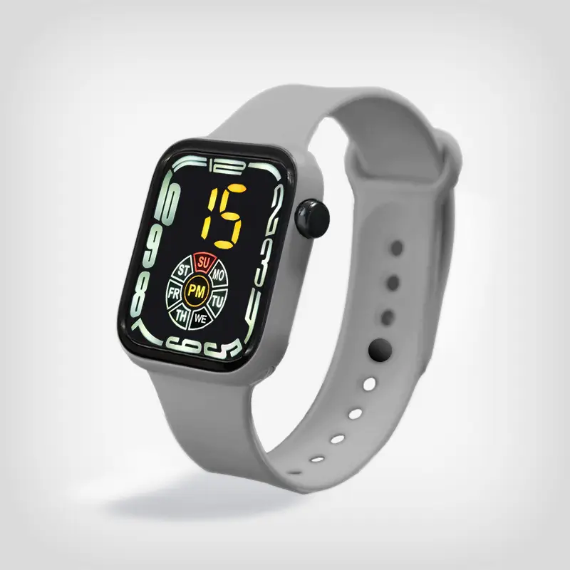 Red Square Digital Watch for Men Women Sports Student — feature 9