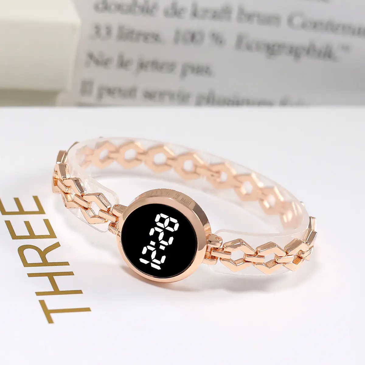 Rose Gold Korean Style Electronic Bracelet Watch - Image 2