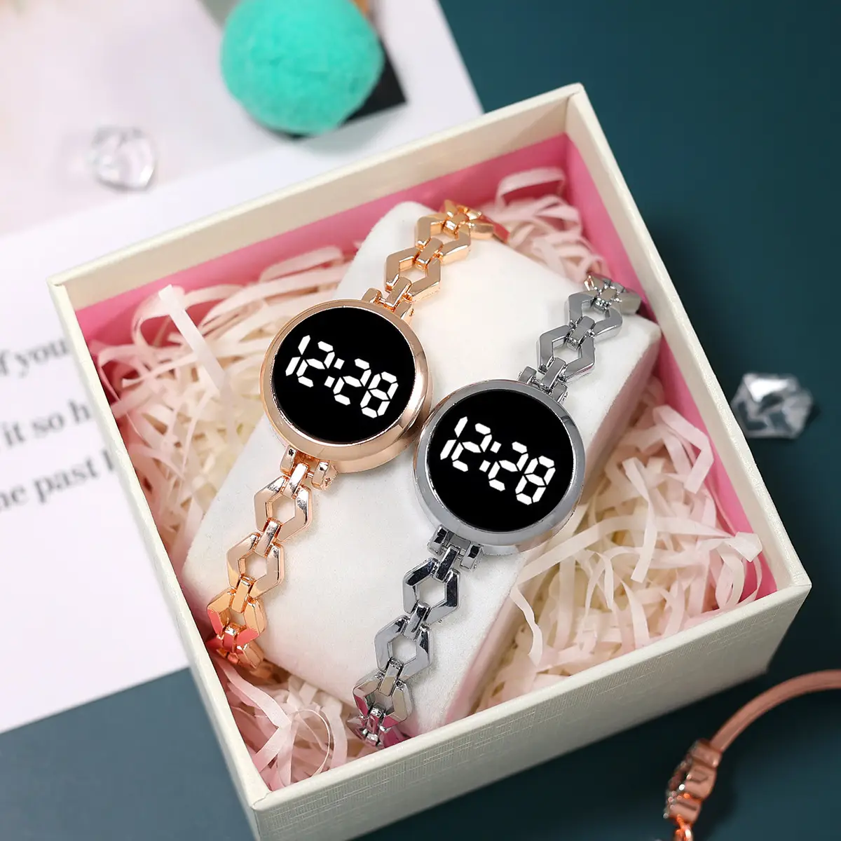 Rose Gold Korean Style Electronic Bracelet Watch - Image 3