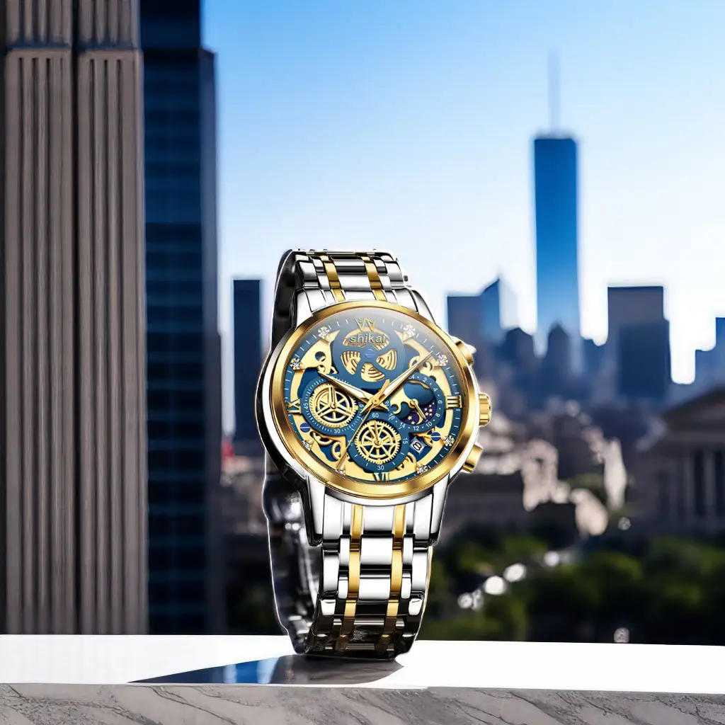 Live Hollow Gold Watch with Luminous Steel Strap
