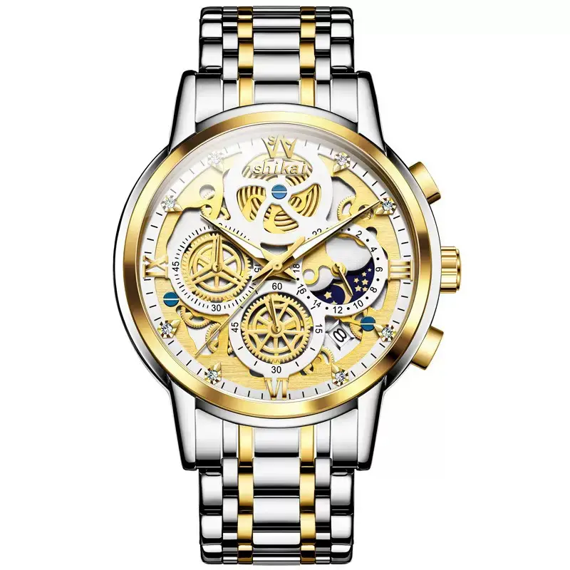 Live Hollow Gold Watch with Luminous Steel Strap