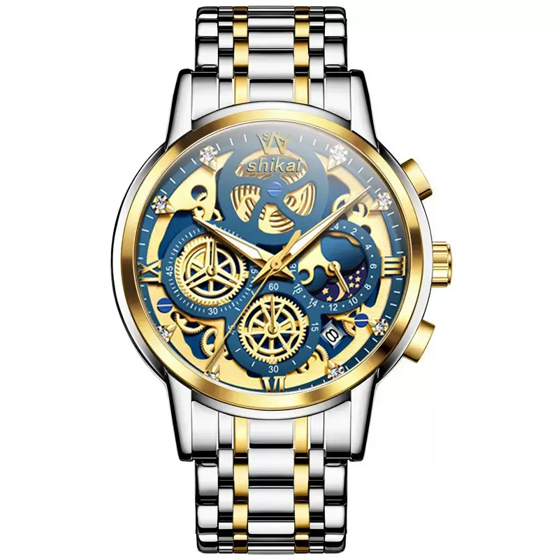 Live Hollow Gold Watch with Luminous Steel Strap
