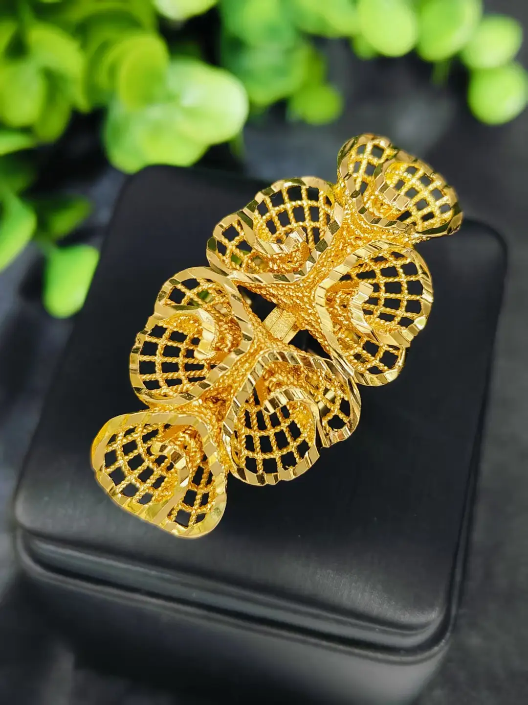 Cross-Border Hot-Selling Exquisite 24K Gold Flower Women's Ring That Does Not Fade Niche Design Middle East Dubai Elegant Wholesale — feature 26