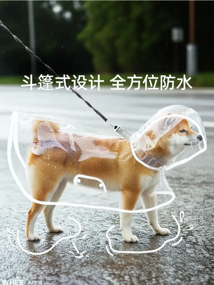 Dog Raincoat Cloak Belly Protection Teddy Special Small and Medium-Sized Dog Shiba Inu Puppy Transparent Poncho Waterproof Pet Clothes — feature 1