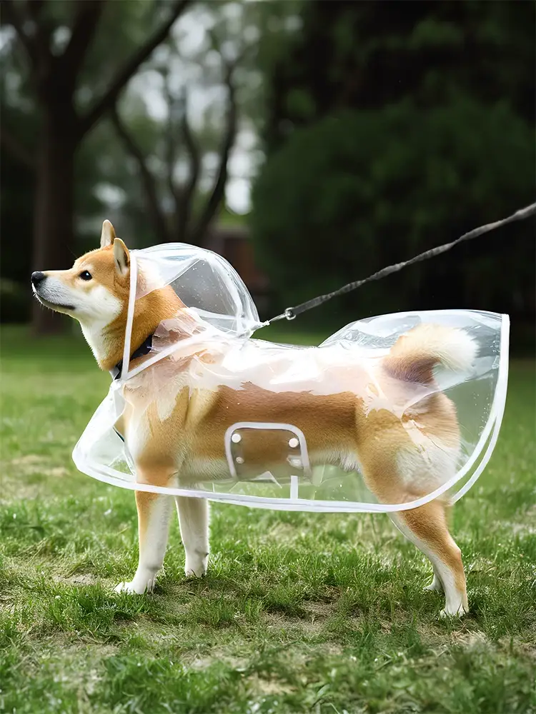 Dog Raincoat Cloak Belly Protection Teddy Special Small and Medium-Sized Dog Shiba Inu Puppy Transparent Poncho Waterproof Pet Clothes — feature 7