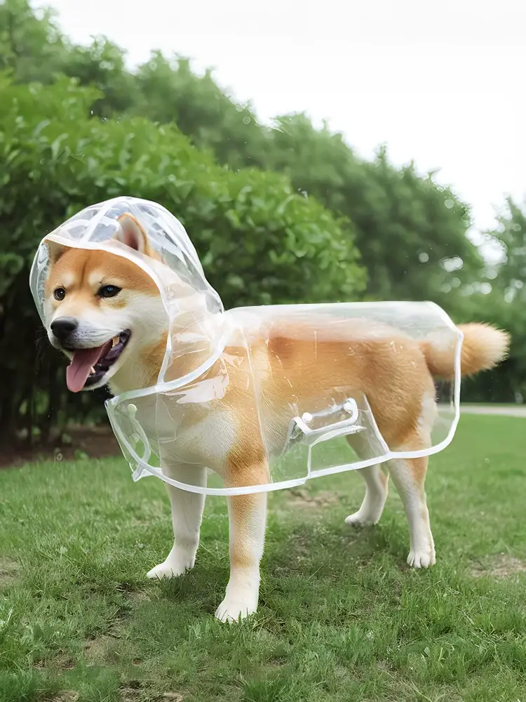 Dog Raincoat Cloak Belly Protection Teddy Special Small and Medium-Sized Dog Shiba Inu Puppy Transparent Poncho Waterproof Pet Clothes — feature 8