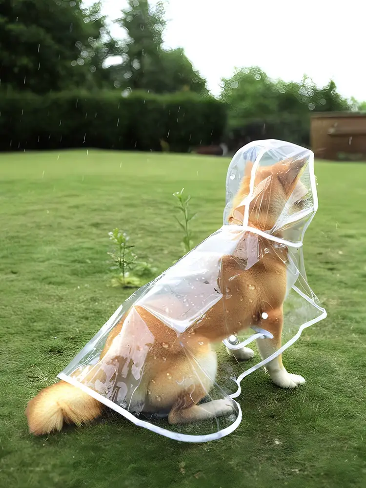Dog Raincoat Cloak Belly Protection Teddy Special Small and Medium-Sized Dog Shiba Inu Puppy Transparent Poncho Waterproof Pet Clothes — feature 9