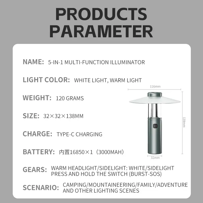 Three-In-One Camping Lamp with Warm Light & 120kg Weight - Image 4