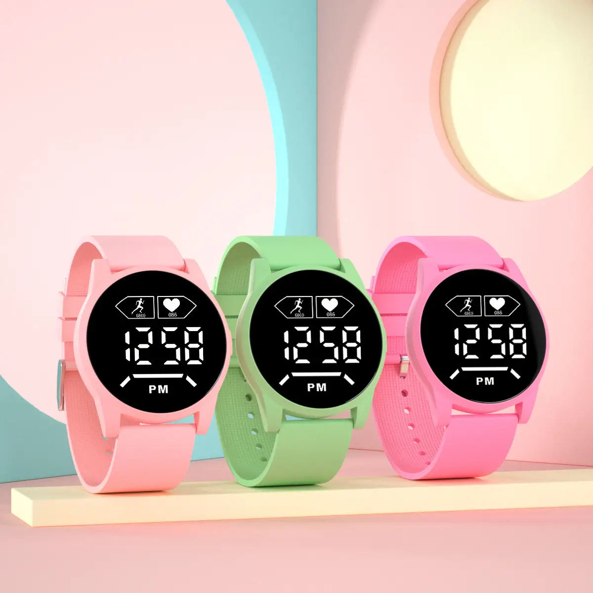 Blue Digital Mirror Watch for Girls Students Fashionable Casual Wear