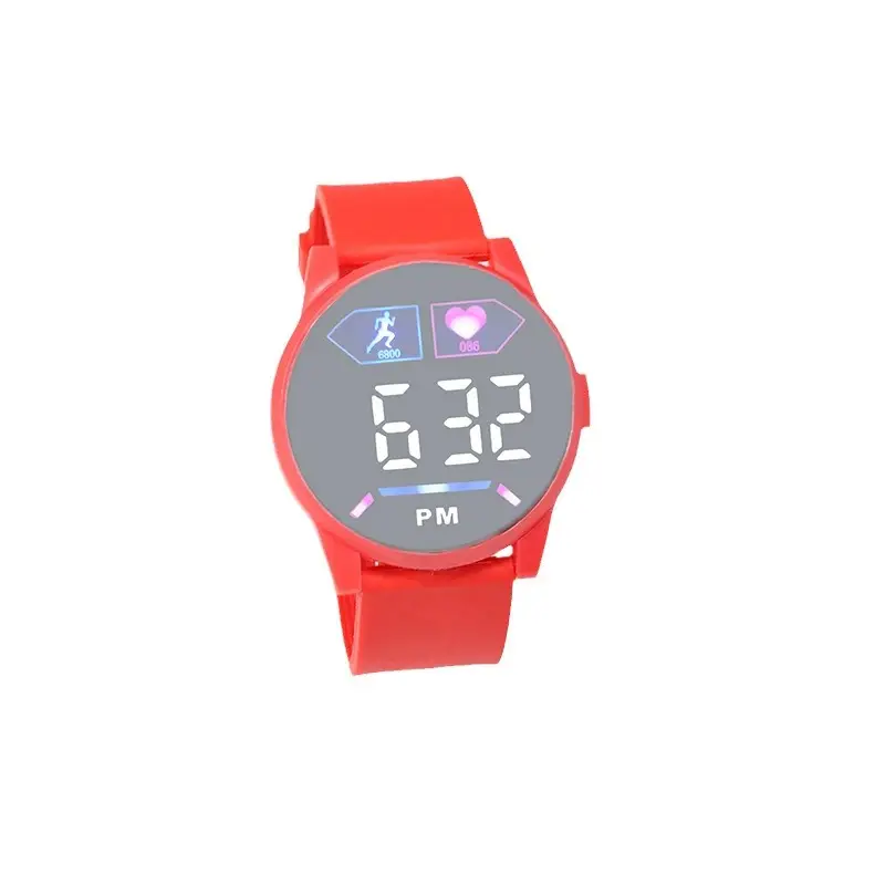 Blue Digital Mirror Watch for Girls Students Fashionable Casual Wear