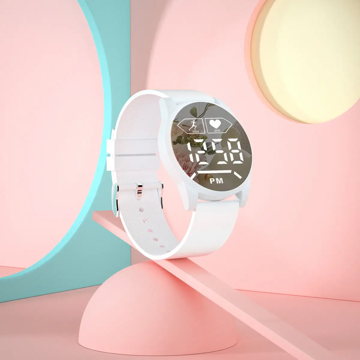 Blue Digital Mirror Watch for Girls Students Fashionable Casual Wear