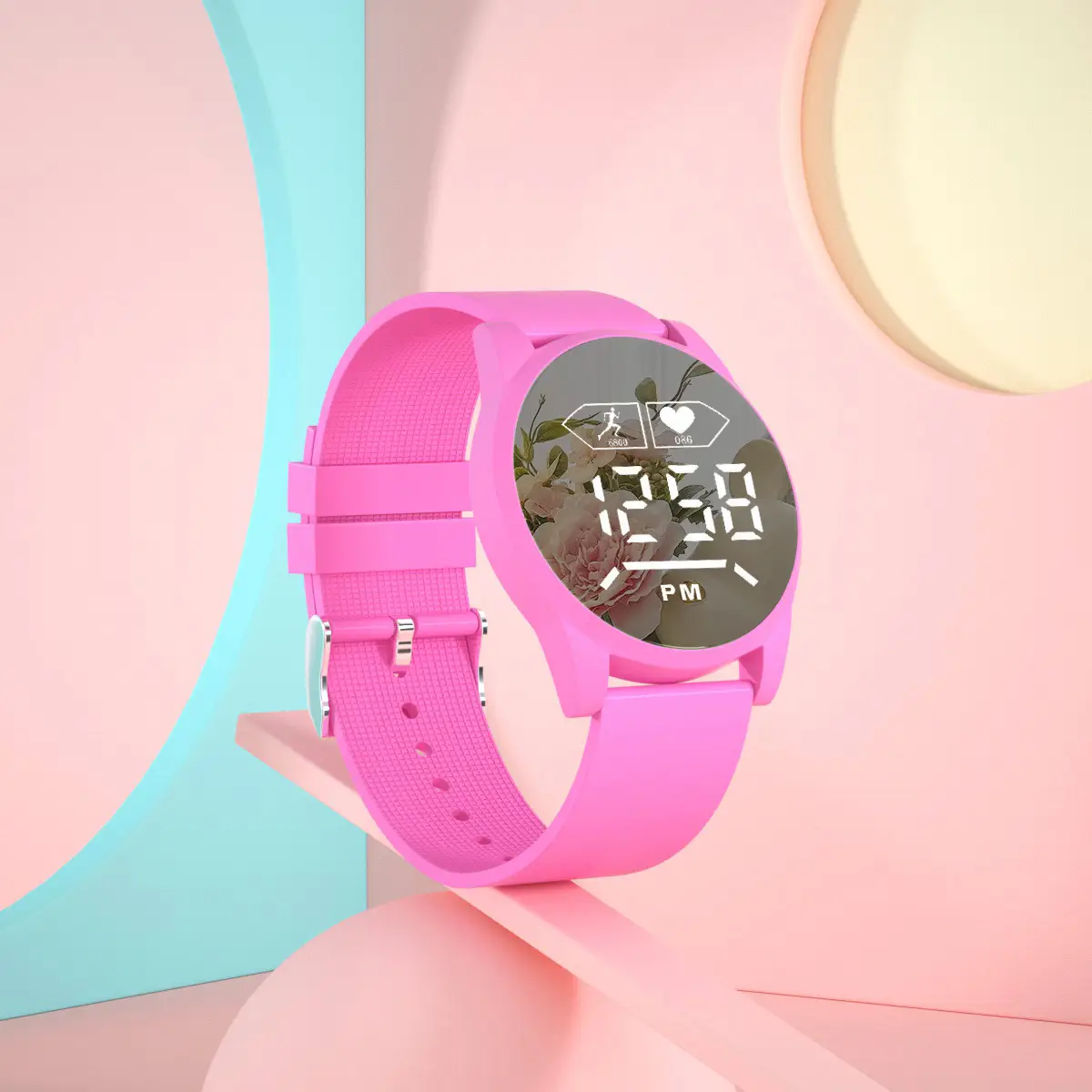 Blue Digital Mirror Watch for Girls Students Fashionable Casual Wear