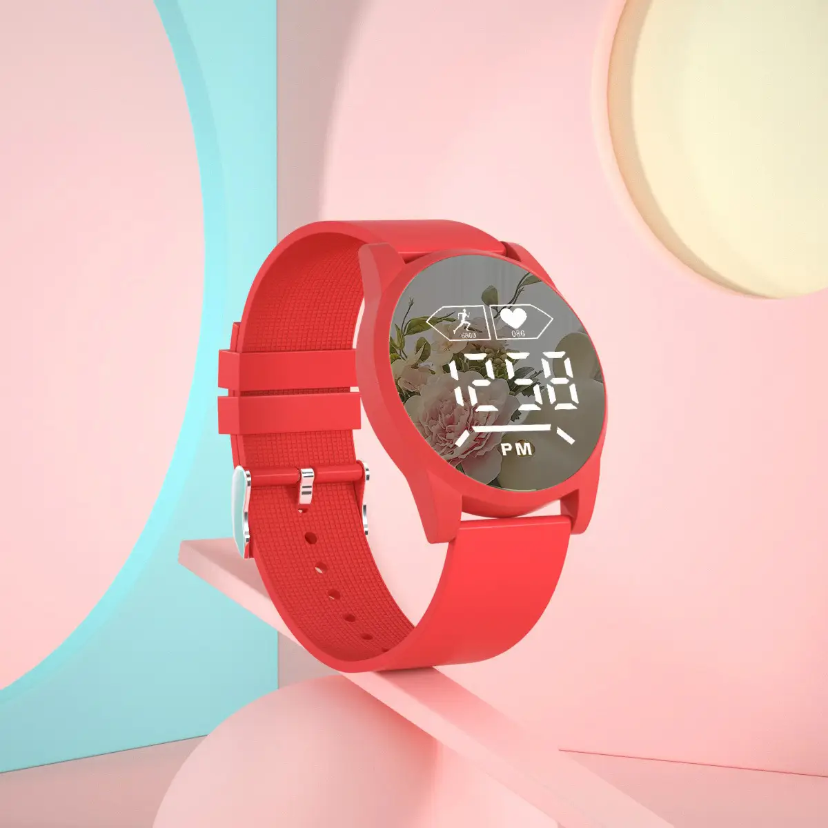 Blue Digital Mirror Watch for Girls Students Fashionable Casual Wear