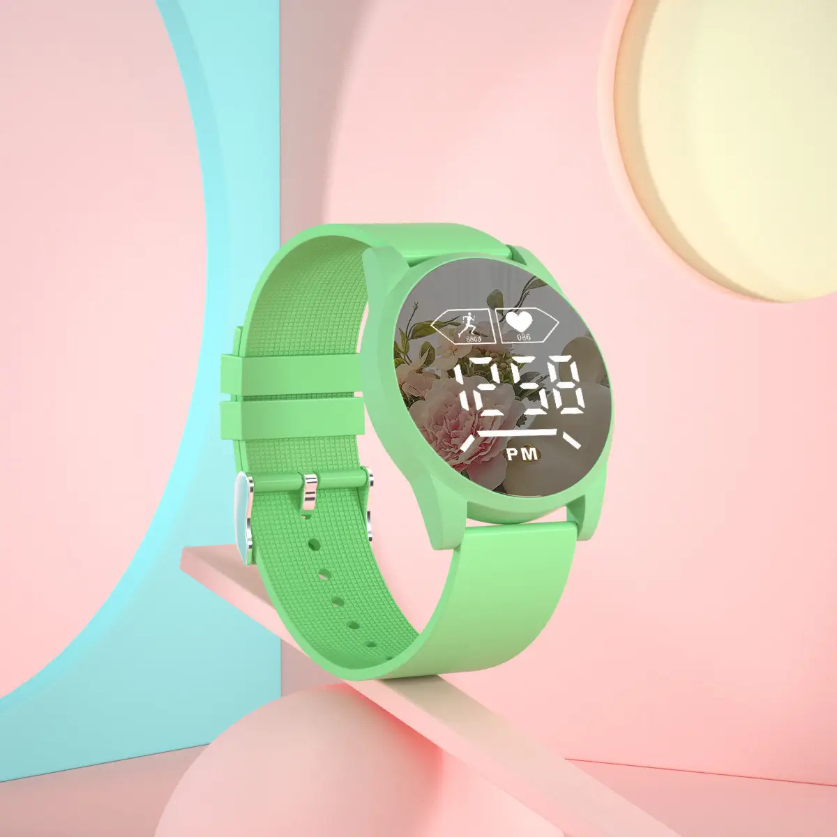 Blue Digital Mirror Watch for Girls Students Fashionable Casual Wear