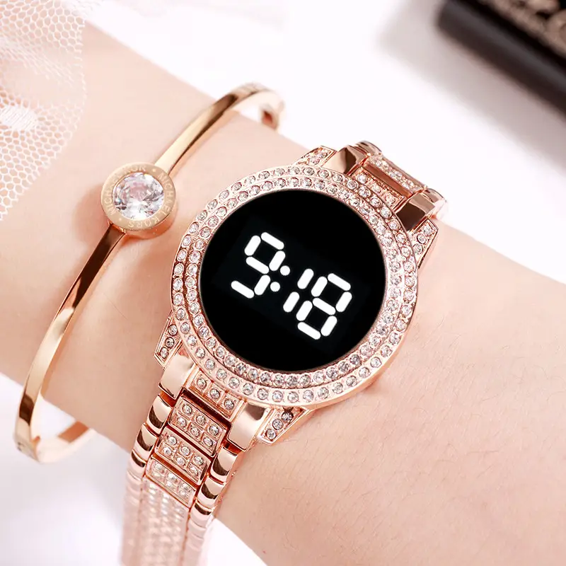 Cross-Border Korean Style Diamond-Encrusted Digital Watch for Men Women - Image 5
