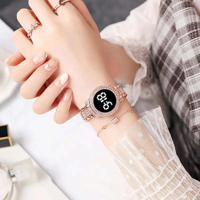 Cross-Border Korean Style Diamond-Encrusted Digital Watch for Men Women - Image 6