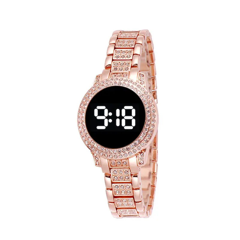 Cross-Border Korean Style Diamond-Encrusted Digital Watch for Men Women — feature 7