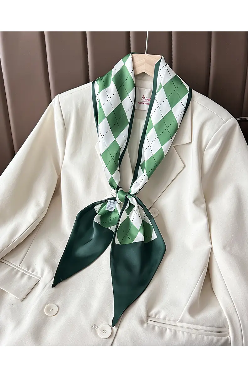 Women's Silk Scarf with Orange Border & Hairband — feature 10