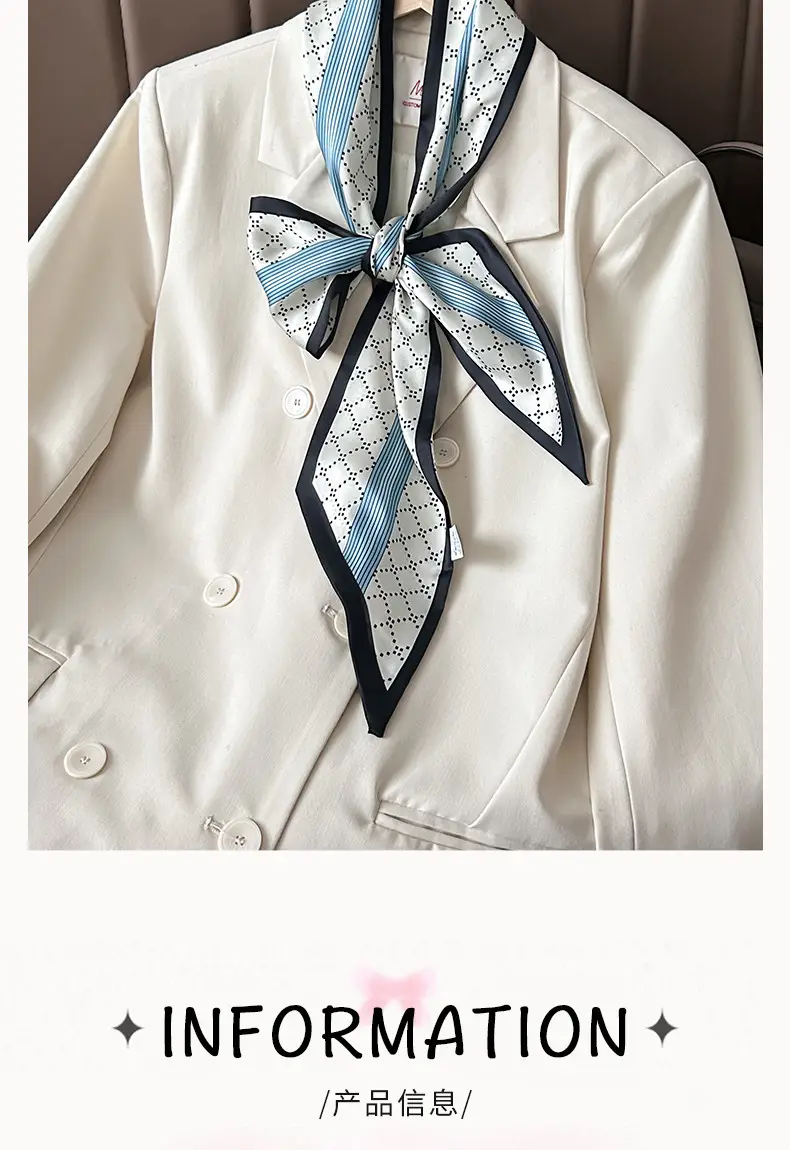 Women's Silk Scarf with Orange Border & Hairband — feature 3