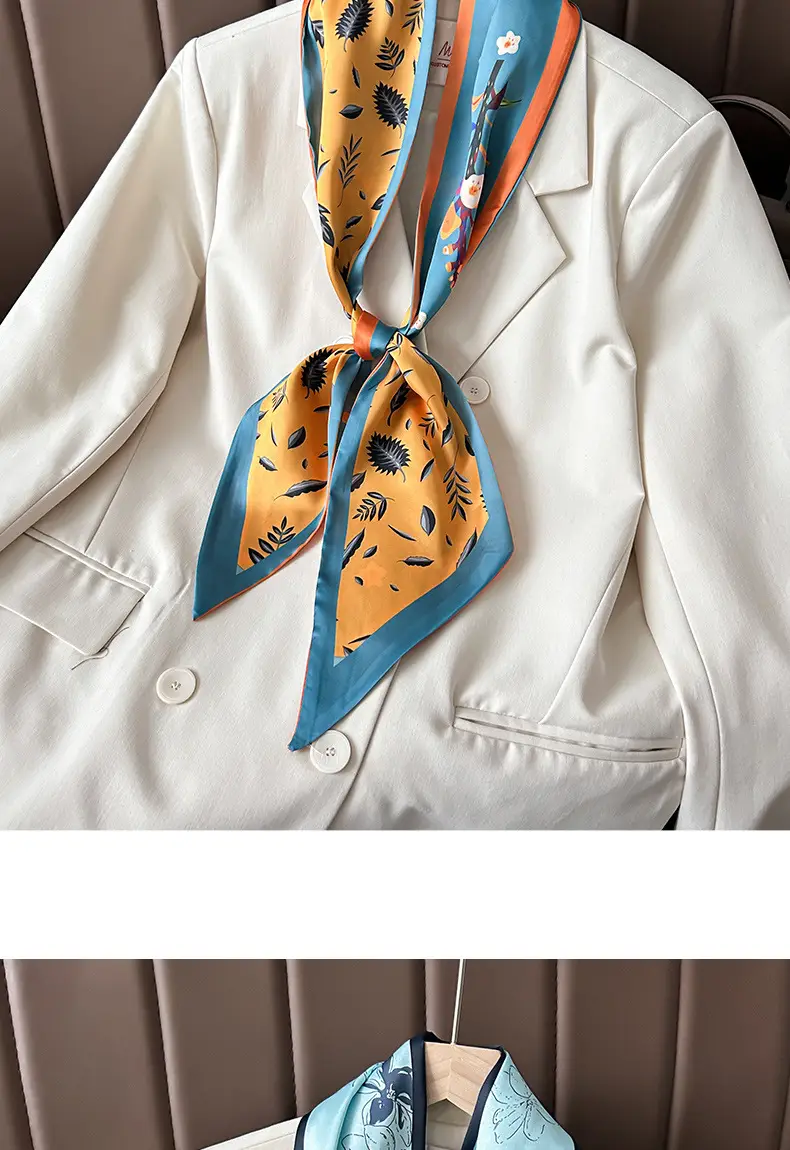 Women's Silk Scarf with Orange Border & Hairband — feature 5