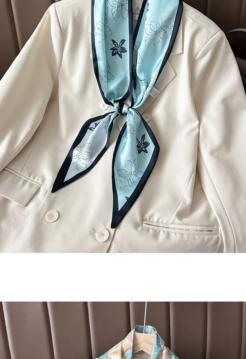 Women's Silk Scarf with Orange Border & Hairband — feature 6
