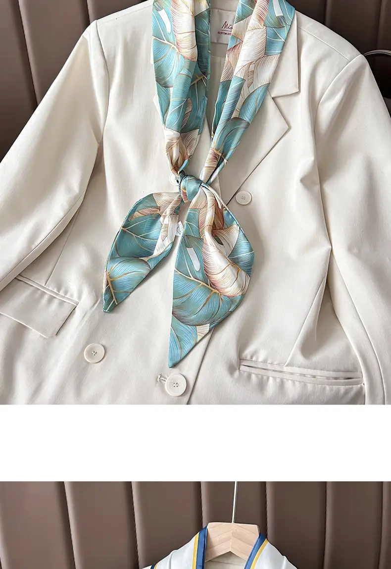 Women's Silk Scarf with Orange Border & Hairband — feature 7