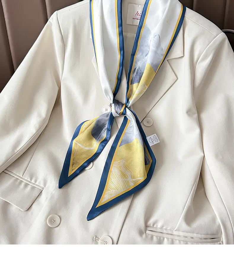 Women's Silk Scarf with Orange Border & Hairband — feature 8
