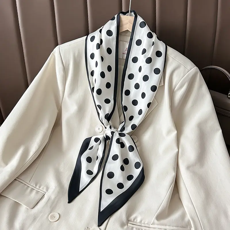 Women's Silk Scarf with Orange Border & Hairband - Image 12