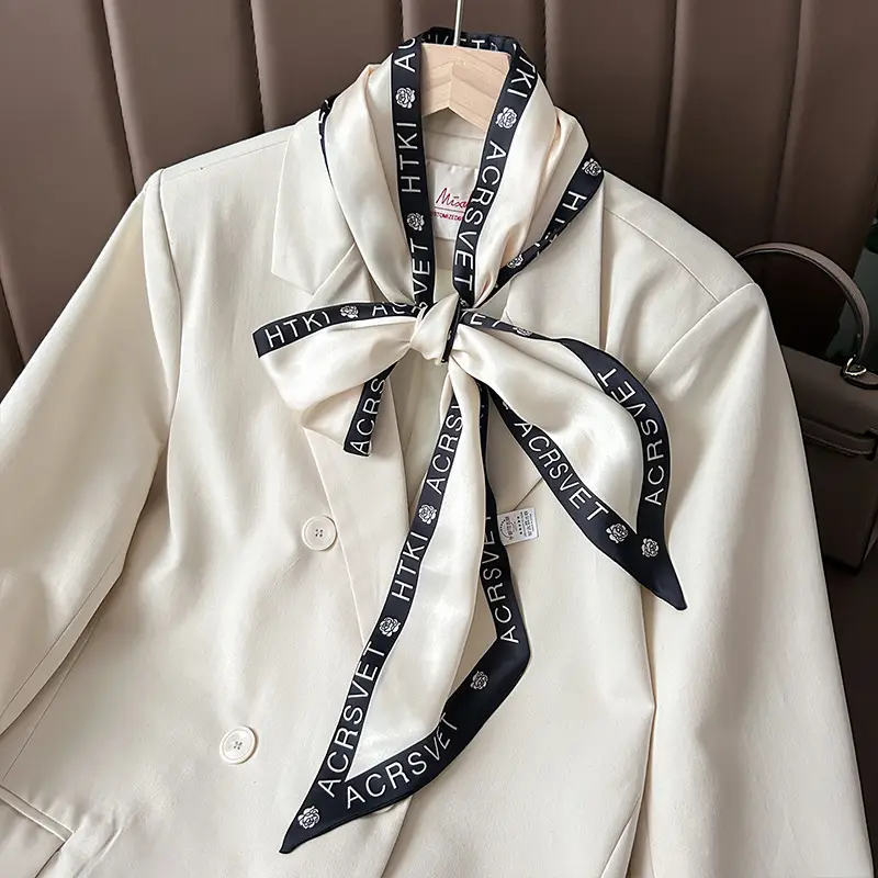 Women's Silk Scarf with Orange Border & Hairband - Image 17