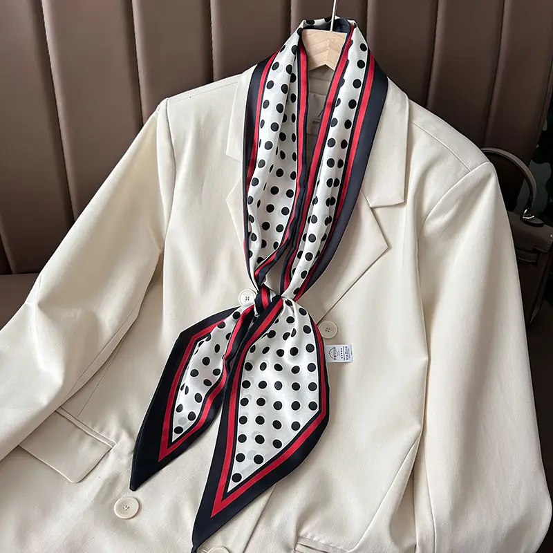 Women's Silk Scarf with Orange Border & Hairband - Image 33