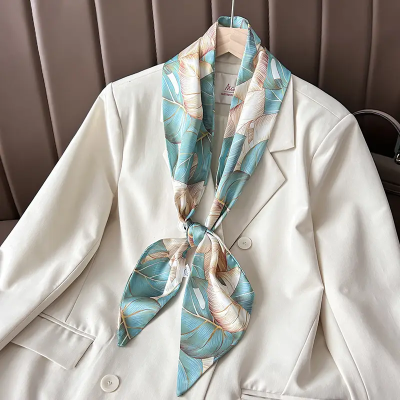 Women's Silk Scarf with Orange Border & Hairband - Image 35