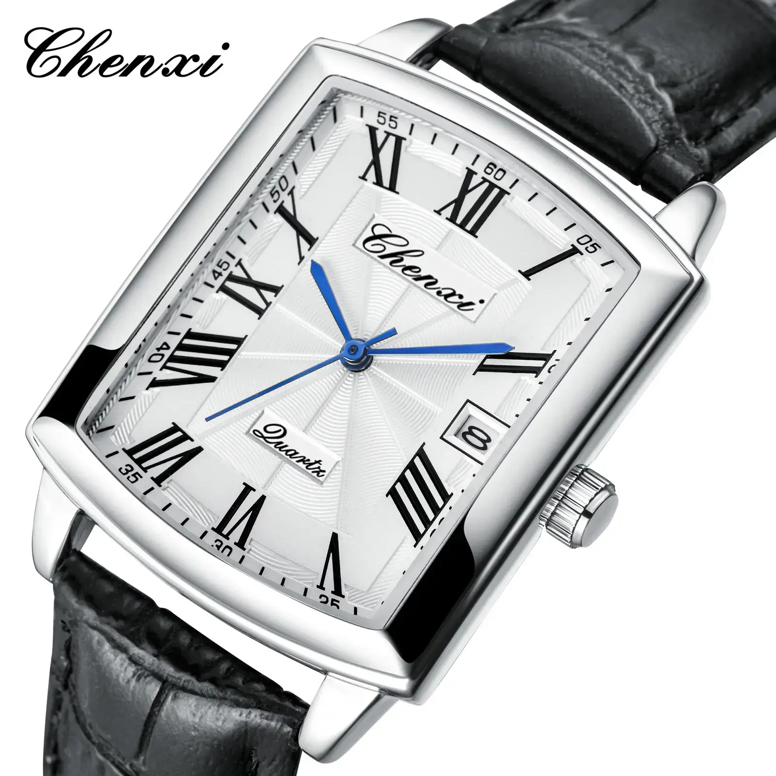 Chenxi Couple Square Watch Set Black Leather Belt - Image 11