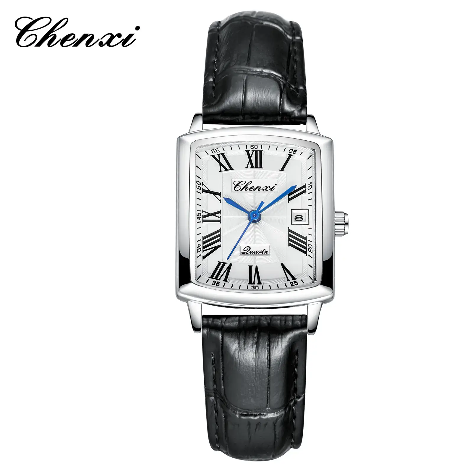Chenxi Couple Square Watch Set Black Leather Belt - Image 2